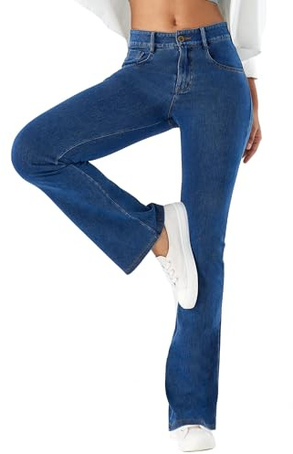 LaiEr Women's High Stretch Yoga Jeans,Skinny and Hip Lifting Zipper Pocket Fitness,Soft and Comfortable Micro Bootcut Pants Suitable for Sports and Fitness Yoga Exercise.(Mid BlueM)