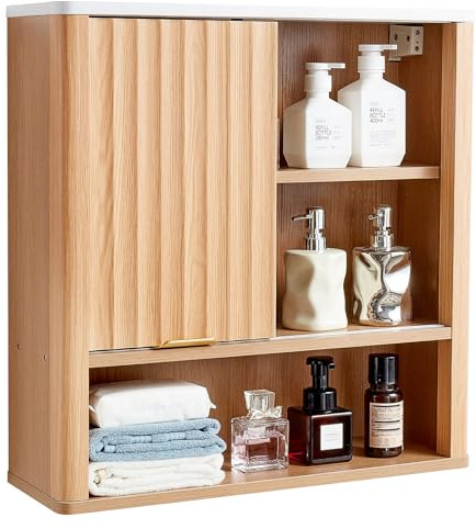 VEVOR Armoire Murale de Salle de Bain, avec Porte et étagère réglable, Armoire à Pharmacie de Rangement au-Dessus des Toilettes, Organisateur Suspendu avec cloison Ouverte pour buanderie, Cuisine