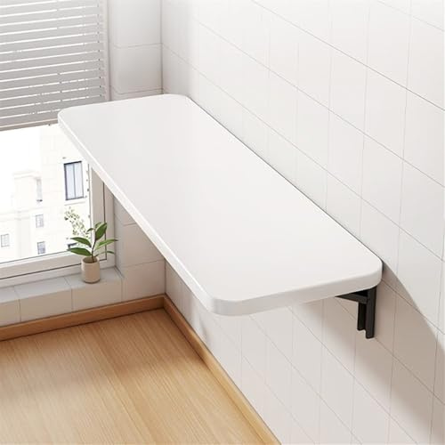 Tavolo pieghevole da parete, salvaspazio, per bar, scrivania, postazione di lavoro a scomparsa, per ufficio, camera da letto, bagno o balcone (bianco, 30 x 80 cm)