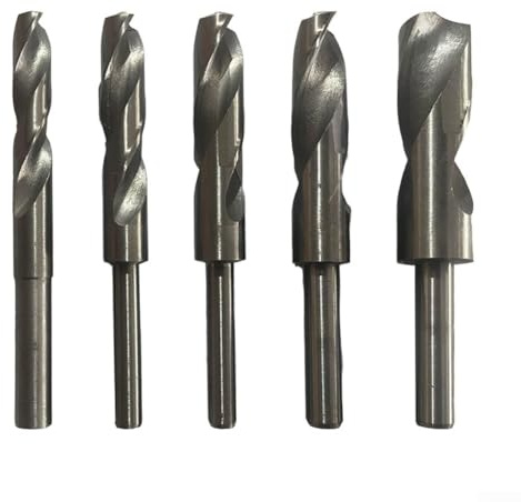 Gdfnmogo Juego de 5 brocas de vástago reducido HSS de 14 a 25 mm, vástago redondo, acero de alta velocidad para perforación de metal, madera, plástico, aluminio, flauta espiral de precisión