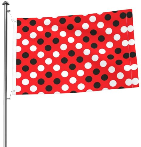 Rot-weiße gepunktete Flagge, lustige Dekorationen, Gartenflagge, Festival-Zubehör, hängende Flagge für drinnen und draußen, Zuhause, Party, Hof, Terrasse