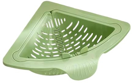 Triangular Magnetic Sink Caddy with Rotating Bottom, Kitchen Drain Filter Basket & Sponge Holder, Food Waste Collector, Fast Drain Strainer for Pasta Vegetable Washing, Organisers for Home Apartment