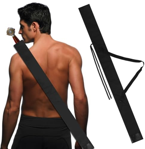 HOBBIESAY 2 pezzi borsa per spada nera Katana borsa per il trasporto con tracolla regolabile 102 x 13 cm grande borsa per spada borsa bokken ninja spada fodero per arti marziali samurai cosplay