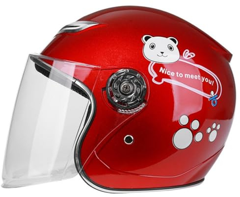 Casco Per Bambini, Casco Da Moto Aperto Con Visiera, Casco Jet Per Scooter, Bicicletta, Skateboard, Omologato ECE 2205, Casco 3/4 Per Bambini Dai 4 Ai 12 Anni 10,(51-56CM)