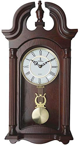 Pendulum Wall Clock Battery Operated - Wooden Hanging Grandfather Wall Clock with Pendulum, 23.5x9 inch - Quiet, Non-Chiming, with Real Wood for Living Room Decor, Office & Home Décor Gift