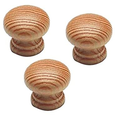 Merriway BH06148 (4 Pcs) Cupboard Door/Drawer Knob Pine Drilled Lacquered 48mm - Pack of 4 Pieces