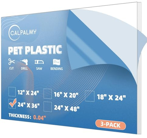 (3 Pack) PET Sheet Panels - 24 x 36 x 0.04 Plexiglass-Quality Lightweight and Shatterproof Glass Alternative Perfect for DIY Sneeze Guards, Face Shields, Railing Guards, and Pet Barriers