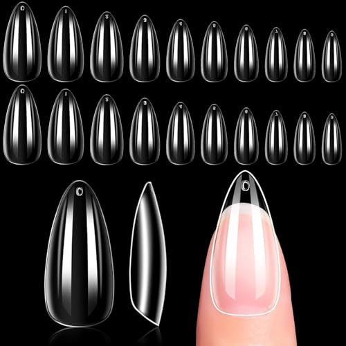 Makartt Stiletto Nägel Tips, 500 Stück Full Cover Nail Tips Nagelspitzen Acryl Falsche Künstliche Nägel Nagelspitzen mit Tasche,10 Größ