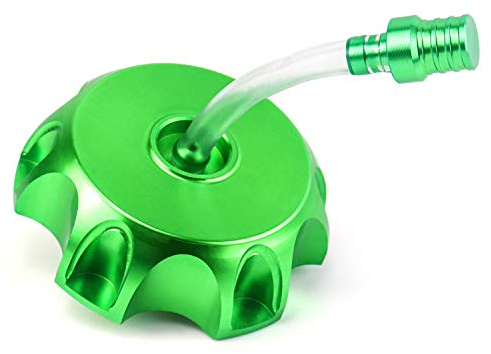 QWORK Tappo Serbatoio Carburante Moto,Tappo per il Serbatoio della Benzina con Tubo di Sfiato in Alluminio CNC, per Moto da 50cc-160cc Pit Dirt, Verde