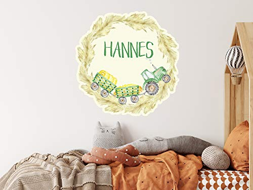 GRAZDesign Wandtattoo Traktor mit Namen personalisiert, Wandsticker Wandaufkleber Babyzimmer Kinderzimmer für Jungen, Türaufkleber, Motiv Trecker / 40x40cm