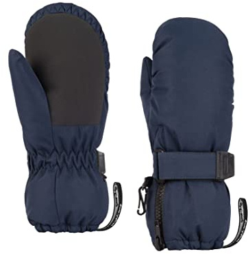 Highcamp Kids Long Cuff Winter Snow Ski Mitten with Zipper Waterproof Gloves for Toddler Boys Girls-Navy,S (3-5 Y)