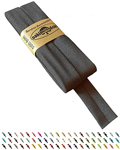 Sandras-Bastelladen Oaki Doki Schrägband/Einfassband Tricot de Luxe Jersey gefalzt 3m x 20mm 062-Meliert Dunkelgrau