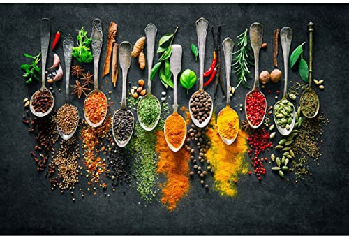 Ceanothe Tableau sur toile cuillères d'épices 30x45 cm Decoration Cuisine Moderne - Impression sur Toile Murale Décorative - Image imprimée en HD - Toile sur Châssis en Bois FSC - Fabriqué en France