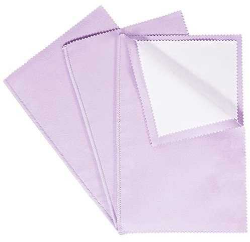CATIFLIN 3pcs Multi-Layer Jewelry Cleaning Cloth, Large Polishing Cloth, 100% Cotton Jewelry Cleaning Cloth for Gold, Silver and Platinum Jewelry (Purple, 10X12)