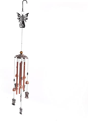 Tissting Windspiel, Vintage Style Engel Metall Windspiel Glocken, Lucky Wind Chimes Feng Shui Windglocke mit S-Haken für Haus Büro Auto Garten Hängende Dekoration Geschenk