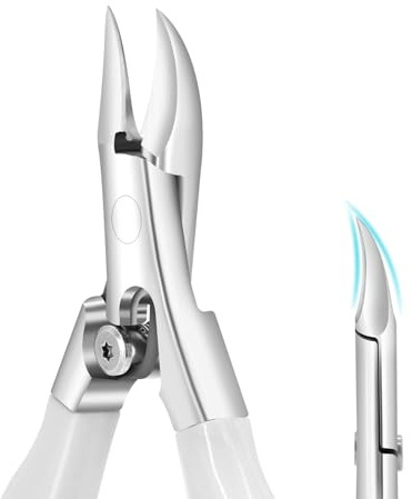 Zehennägel Trimmer,Fußnagel Knipser für Dicke und Tiefe Eingewachsene Fußnägel und Fingernägel,Edelstahl Pediküre Zehennagelschneider Nagelzange,Rutschfestem Griff (Weiß)