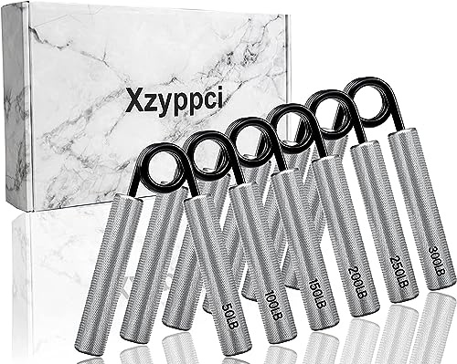 Xzyppci Metal Grip Strength Trainer 6pack,50-300LB Hand Gripper kit,Non-Slip Heavy-Duty Wrist Forearm Strengthener,Hand Grip Strengthener