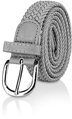 GLOMY * Flätat elastiskt bälte för pojkar och flickor, kvinnor och män 2,50 cm bredd, Grå, 85