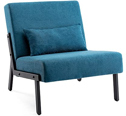 Mingone Sessel Einzelsofa Cocktailsessel Modern Loungesessel 1 Sitzer Polstersofa Leinen Stoff mit Schwarz Metallbeinen für Wohnzimmer Schlafzimmer bis 120kg
