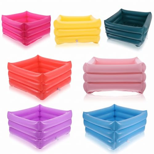 Healeved 1 récipient de nettoyage des pieds gonflable portable en PVC avec trou de drainage de 30,5 cm pour voyage, famille et soins aux patients (couleur aléatoire)