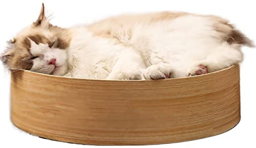 TONGDY Rundes Katzenbett, Katzenkratzer aus Pappe, langlebige Brettpolster for den Innenbereich, geschwungenes Design, reduzieren den Druck auf die Wirbelsäule, Tragfähigkeit 9 kg
