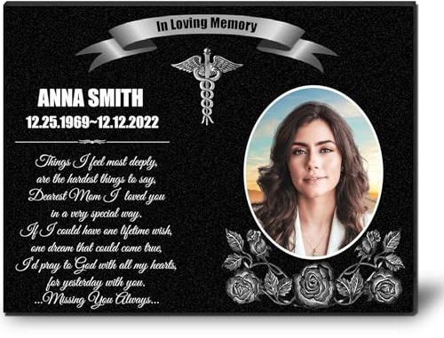 ADFSTONE Targhe Commemorative Personalizzate per tombe - Pietre Commemorative in Granito con Immagini pietra commemorativa per Lost Loved One, marcatori di tombe per la decorazione del cimitero