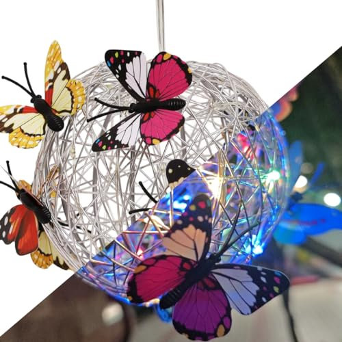 Garden Ornaments Outdoor in Color Butterfly Ball Solar Light Aluminum Waterproof Hanging Solar Lights for Yard Garden Pathway Balcony