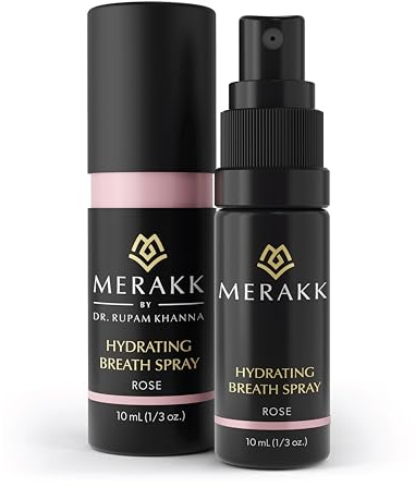 MERAKK Dry Mouth Spray and Breath Spray for Bad Breath - Hydrating Mouth Spray for Fresh Breath - Sugar-Free Cool Breath Freshener with Stevioside, Menthol & Glycerin - Dentist Designed, 0.3 fl oz