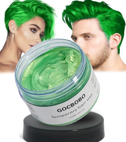 GOCBOBO tillfällig hårfärg vax tvättbar grön hårvax män kvinnor gör-det-själv färgvax för fest cosplay halloween 100 ml