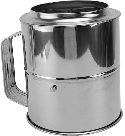UPKOCH Hand Crank Flour Sifter Stainless Steel Handheld Flour Sieve Portable Filter Sieve for Baking Easy to Use and Clean for Kitchen Use