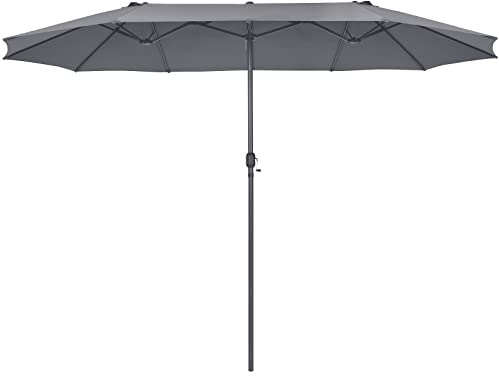 COSTWAY Sombrillas Jardin Grandes Doble Cara, 470 x 280 cm, Sombrilla Terraza Exterior con Manivela y Ventilación, Sombrilla Parasol Doble Playa Terraza Balcón Piscina (Gris, 470 x 280 cm)