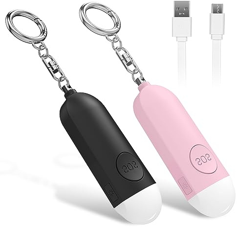 Taschenalarm mit 130 dB Sirene LED-Licht zur Selbstverteidigung, Wiederaufladbarer Persönlicher Schrillalarm für Frauen, Kinder und Senioren