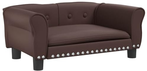 vidaXL Hundebett, Hundekissen mit weicher Polsterung, Hundesofa Hundecouch für kleine Hunde Haustiere, Haustierbett Katzenbett, Braun Kunstleder