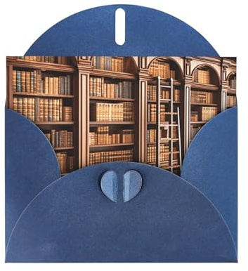 DOFFO Bibliothek Bücherregal Gedruckt Grußkarten Perlglanz Papier Weihnachtskarte Hochzeitskarte Lustige Geburtstagskarte Leere Karten Und Umschläge Denken An Sie Karten Geburtstag Einladungen