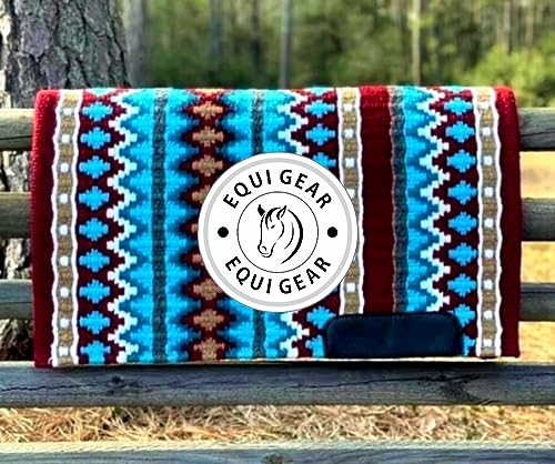 EQUIGEAR Western Show Horse Satteldecke aus neuseeländischer Wolle, Western-Design, handgefertigte Satteldecke, Wollpolster, Sensor Flex (Anpassung möglich), WI29 (34x36)