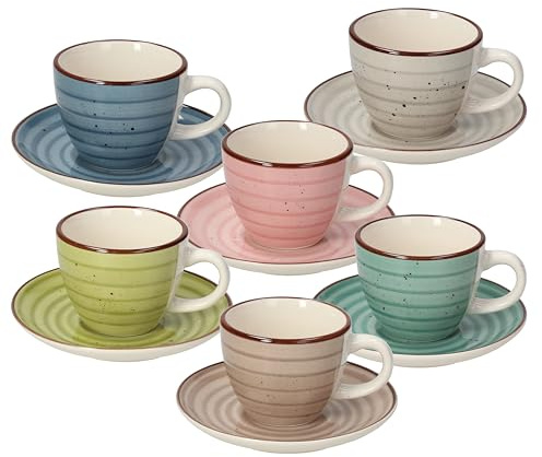 Tognana Urban Pastel, Tazas de café con plato, Cerámico