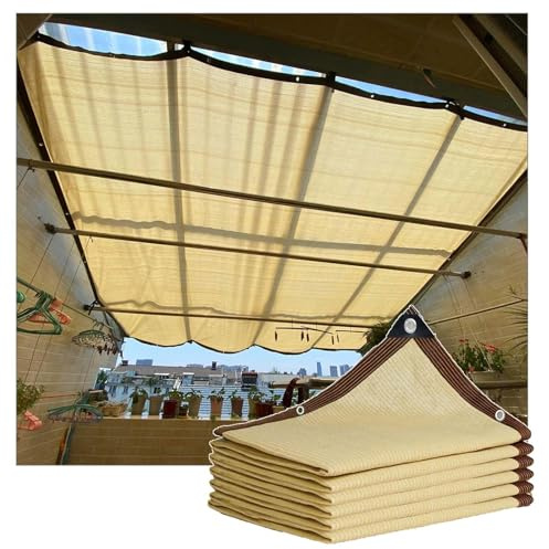 Xrdbfd Sonnenschutz Schattennetz, 2x3m 2x4m 3x3m 3x5m 4x6m 4x8m 5x6m Sonnensegel, 85% Schatten Tuch, Winddichtes Schattiernetz Für Terrassen/pergolen, Gewächshaus Abdeckungen,Beige-3x5m/9.8 * 16.4ft
