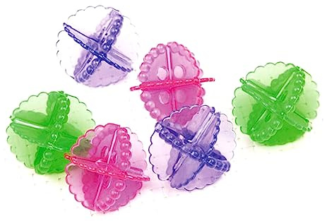 Reusable Laundry Dryer Balls for Softening Fabrics Sturdy Plastic 4 Pack | Creative Design, Massaging Action for Garments, Random Color Assortment, Suitable for Machine Use