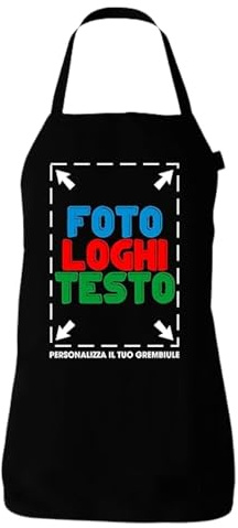 fashwork - Grembiule da Cucina Personalizzato Lungo, Grembiule Personalizzabile con Stampa Foto, Scritta o Logo - Grembiule Cucina Donna o Uomo per Idea Regalo divertente