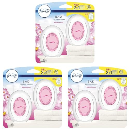 Febreze Bad Lufterfrischer Lenor Blütenhauch Duo, Duftstecker zur kontinuierlichen Geruchsbekämpfung und -verhinderung (Packung mit 3)