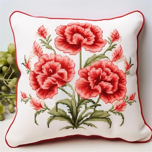 Kitquiver Knüpfkissen Set Blume Knüpfset für Erwachsene (43X43cm) Bastelset Knüpfen Kissen Bastelset Knüpfen Handwerksset Kissen DIY Bastelset für Anfänger für die Sofa-Heimdekoration