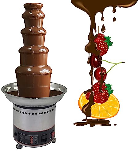 LZDOYY Chocolate Fondue Fountain,Electric Chocolate Melting Machine,Stainless Steel Party Fountain,Hot Chocolate Fountain Pot for Nacho Cheese,BBQ Sauce,Ranch,Liqueurs,5floors