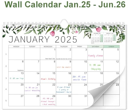 Wandkalender 2025/2026-18 Monatskalender Monat für Monat zur Ansicht - Jul. 2025 bis Dez. 2026 Bürokalender, für Haus und Schule - 2025 Wandkalender für einfache & effiziente Planung - Grün