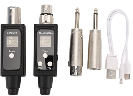 Annadue Émetteur et Récepteur XLR sans Fil UHF 2,4 GHz, Adaptateur de Microphone sans Fil avec Réverbération de Volume à Réduction de Bruit, Adaptateur de Micro Rechargeable pour Système