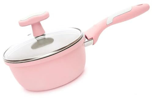 Juego de sartenes antiadherentes para sopa de piedra para cocina, cacerola para leche con tapa con asa, juego de utensilios de cocina, utensilios de cocina para cocina, olla para leche rosa,