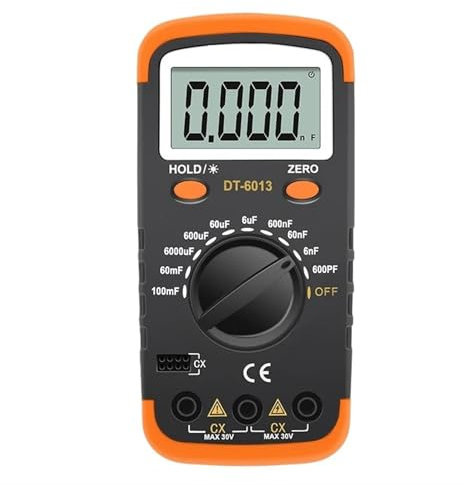 QZCX Multimètre Capacimètre numérique Professionnel 6000 comptes Capacité de condensateur Compteur LCR Testeur 100000uF Condensateur Multimètre Haute précision Forte autonomie de la Batterie