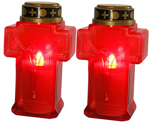 LIFKOME Candele LED Preghiera senza Fiamma, Lumini Elettrici Croce per Decorazioni Religiose, Atmosfera Natalizia e Luogo, Set 2 Pezzi, Riutilizzabili e Gocciolamento