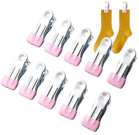 Spille per vestiti ad asciugatura d'aria, clip per sacchetti senza tracce per alimenti, 10 mini mollette in acciaio inox, versatili per foto, clip per patatine, clip per grucce, clip per grucce