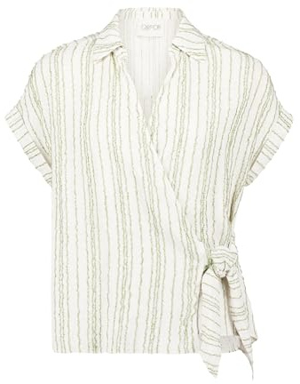 Cartoon Damen Streifenbluse mit Bindegürtel 36, Nature/Green