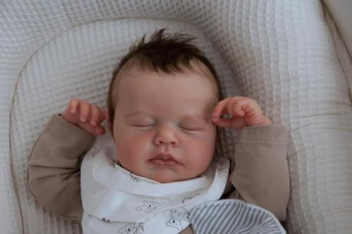 Zero pam Reborn Baby Vollsilikon Lebensecht Mädchen,50CM Lächelndes Silikon Baby Puppe Mit Haaren, Schlafend Lebensecht Babypuppen Wie Echt, Reborn Silikonpuppe Für Kinder (Modern)